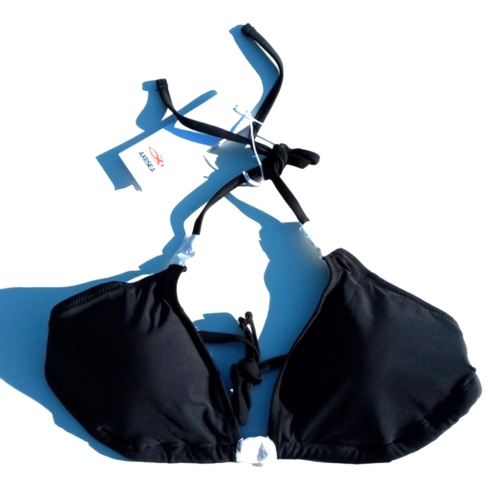 AXESEA String Bikini Top Black Padded Size XL NWT